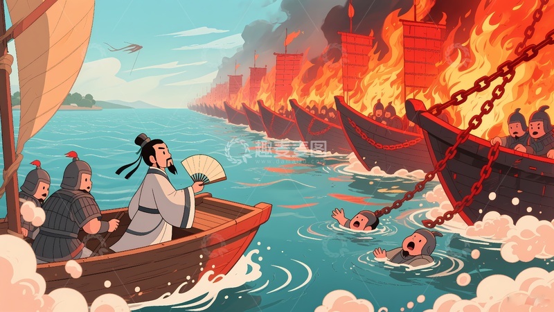 高清大图下载【趣麦麦图】三国演义赤壁之战