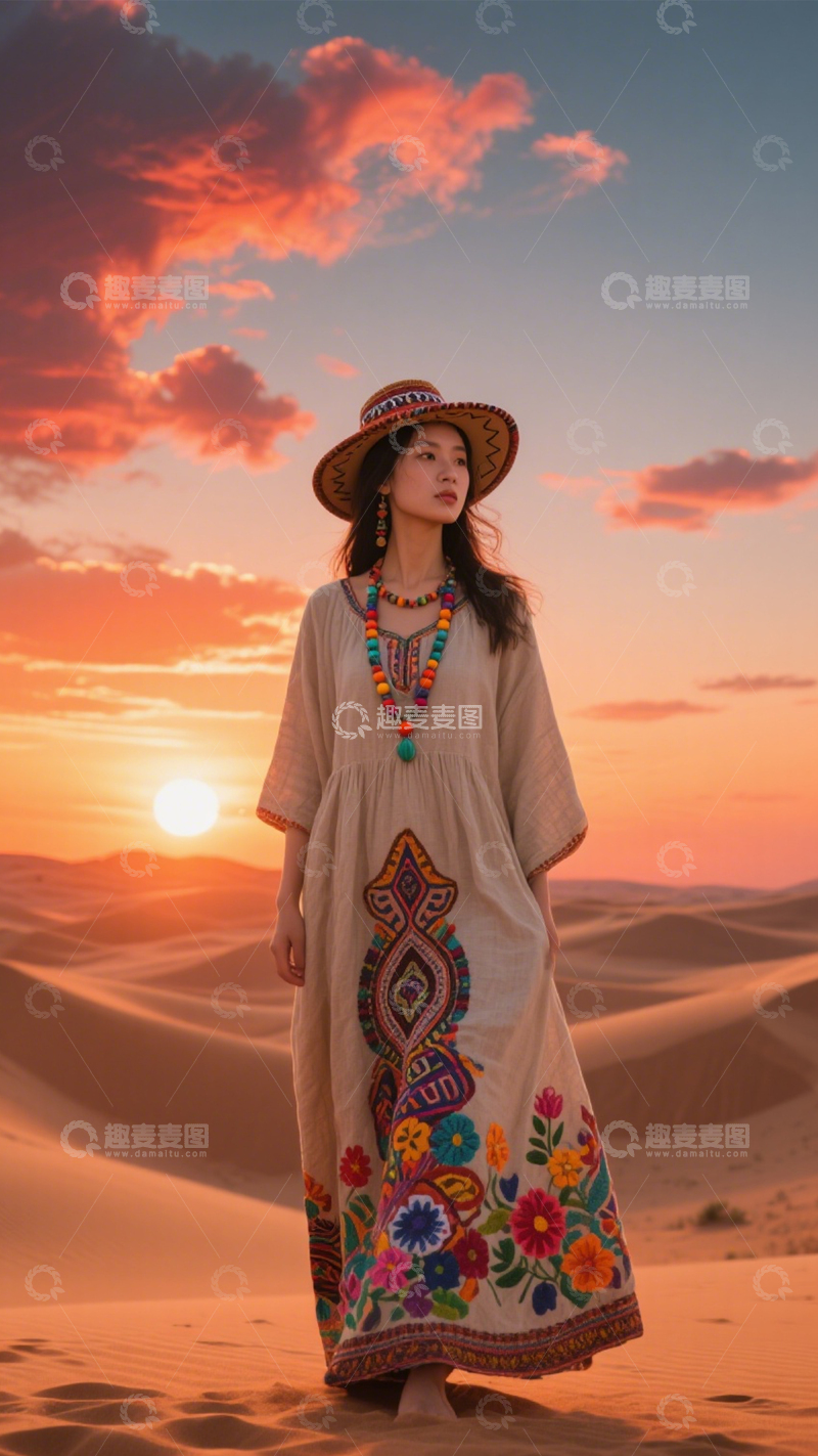 高清大图下载【趣麦麦图】沙漠日落民族风旅拍