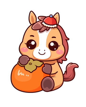 马年万事如意可爱卡通插画