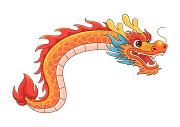 吉祥龙卡通描边插画