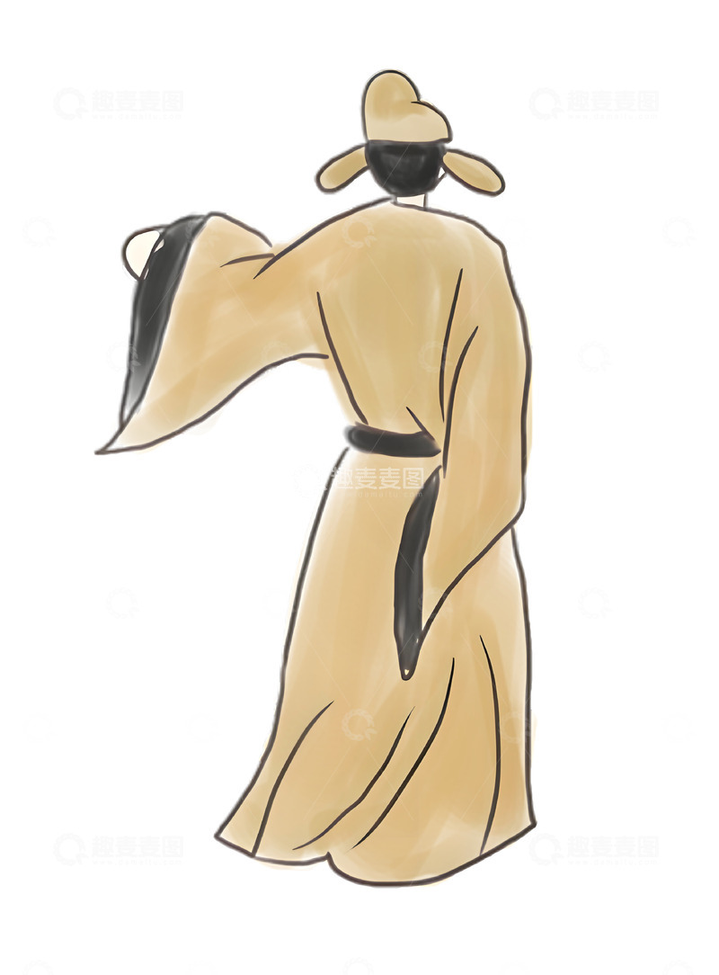 高清大图下载【趣麦麦图】书生秀才水墨人物免抠素材