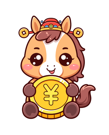 马年有钱可爱卡通插画