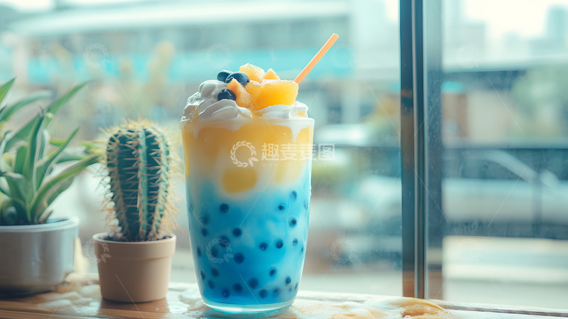 高清大图下载【趣麦麦图】餐厅里的夏日饮料