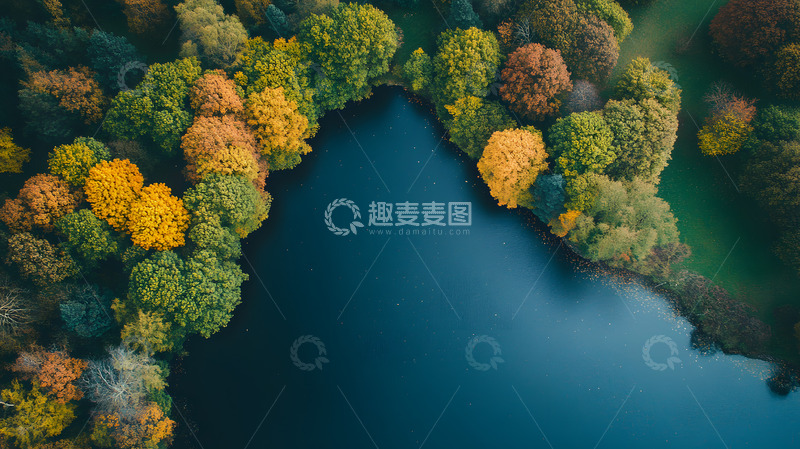 高清大图下载【趣麦麦图】秋天田野河塘