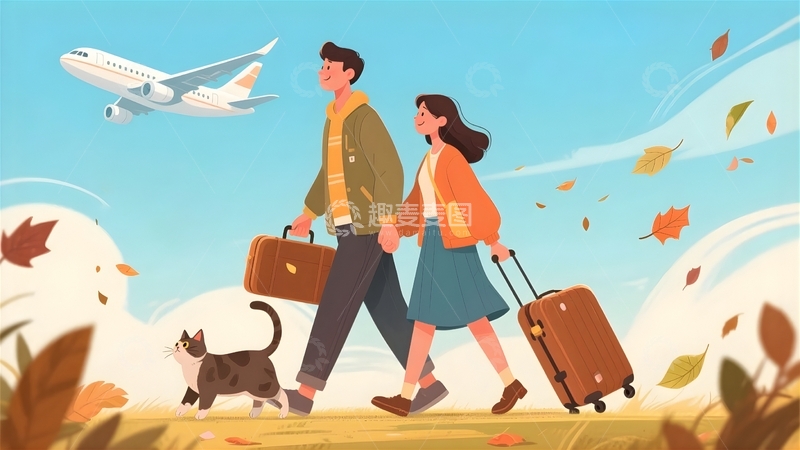 高清大图下载【趣麦麦图】秋季情侣出行人物