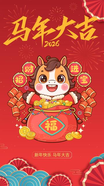 马年招财进宝喜庆海报
