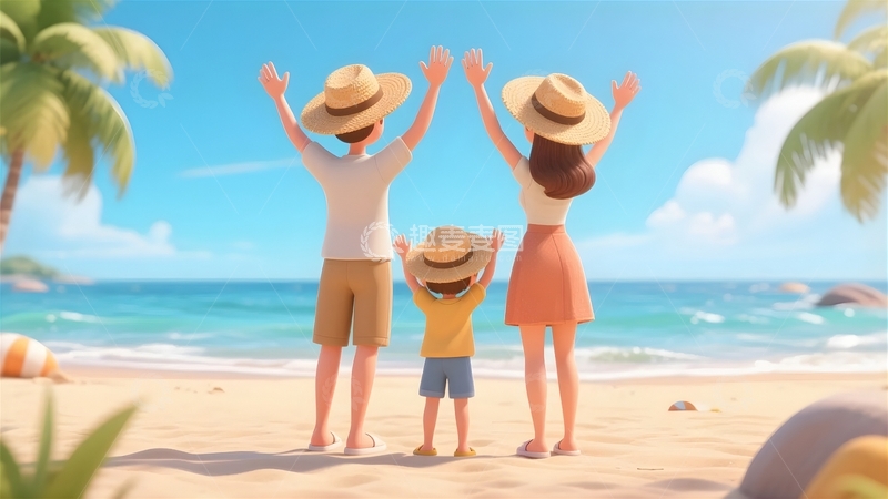 高清大图下载【趣麦麦图】夏日海边度假人物