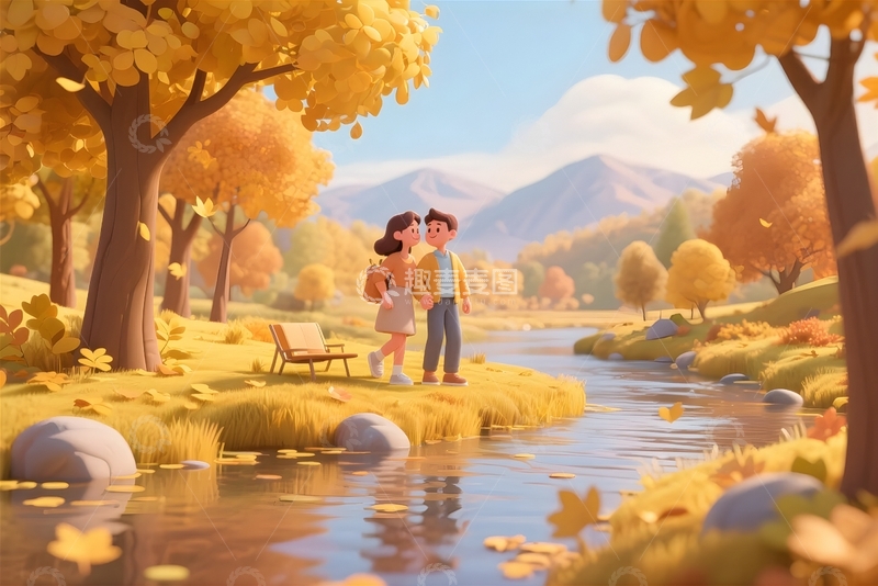 高清大图下载【趣麦麦图】秋季情侣出游人物3