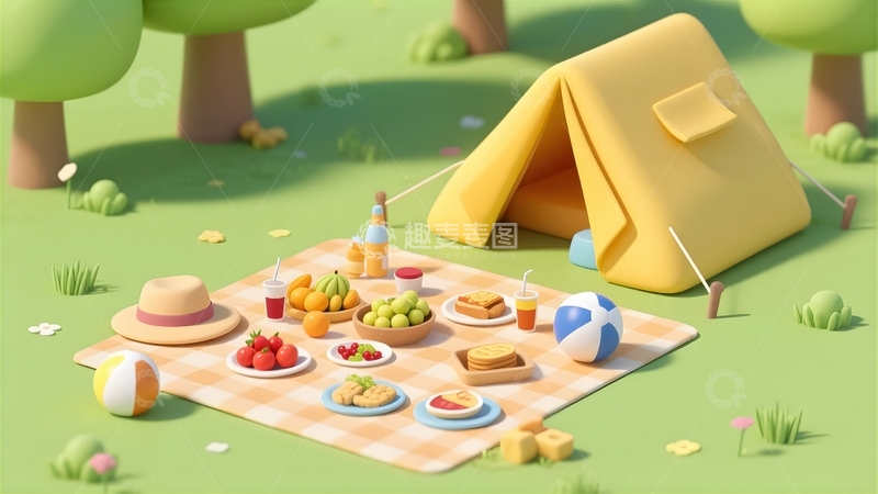 高清大图下载【趣麦麦图】夏日 露营帐篷场景4