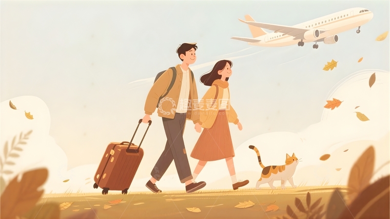 高清大图下载【趣麦麦图】秋季情侣出行人物1