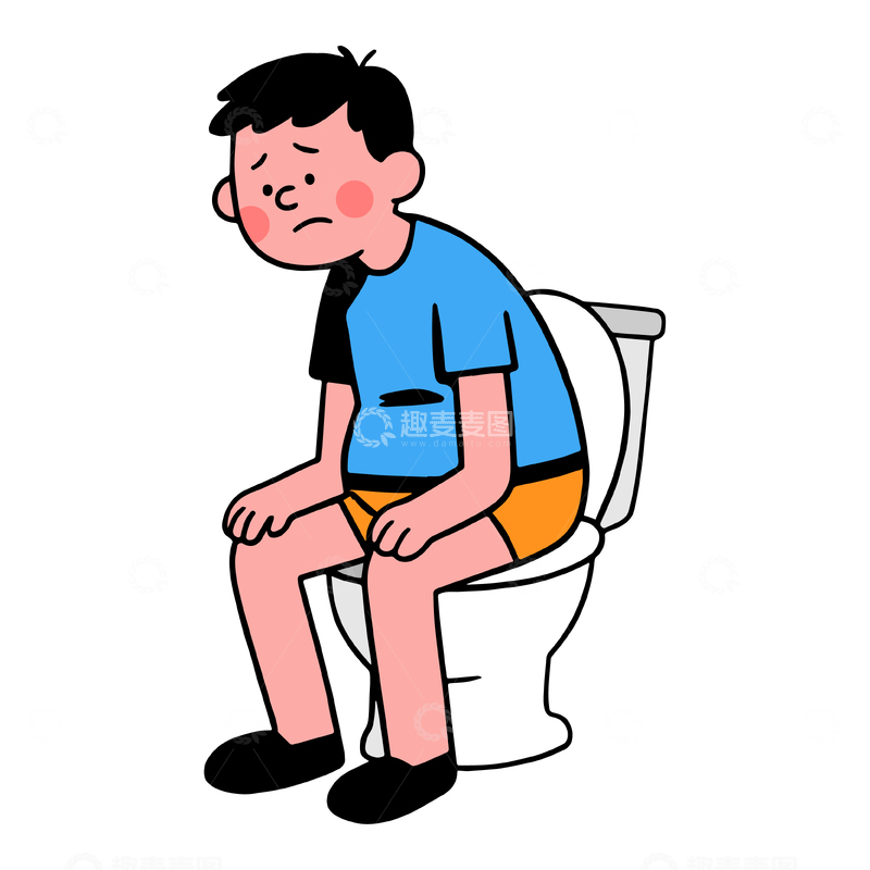 源文件下载【趣麦麦图】便秘的男人卡通人物手绘