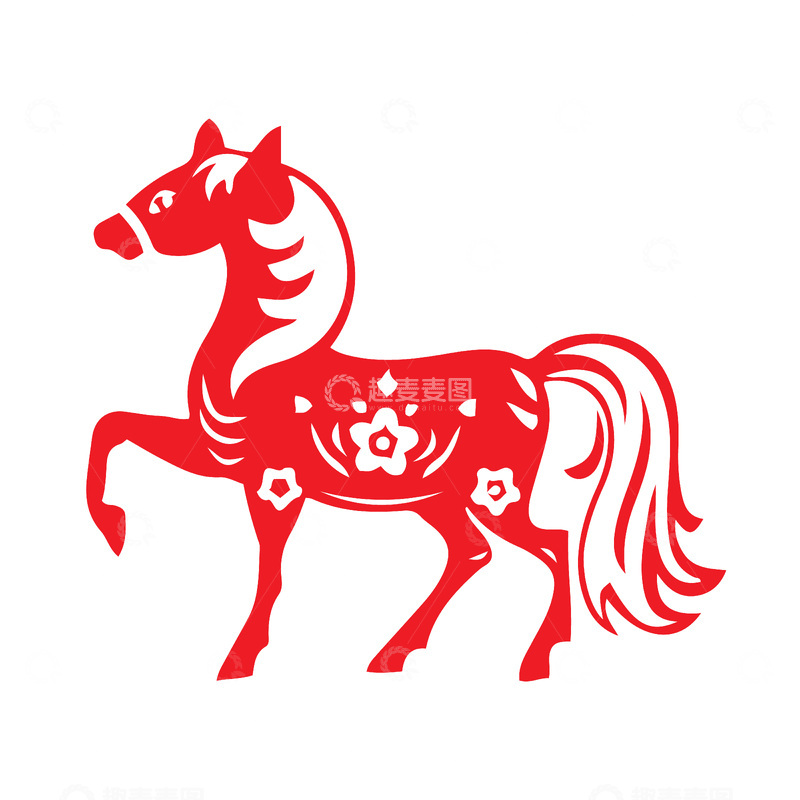 春节元旦小马剪纸窗花贴画贴花