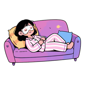 敷面膜休息的女孩人物插画