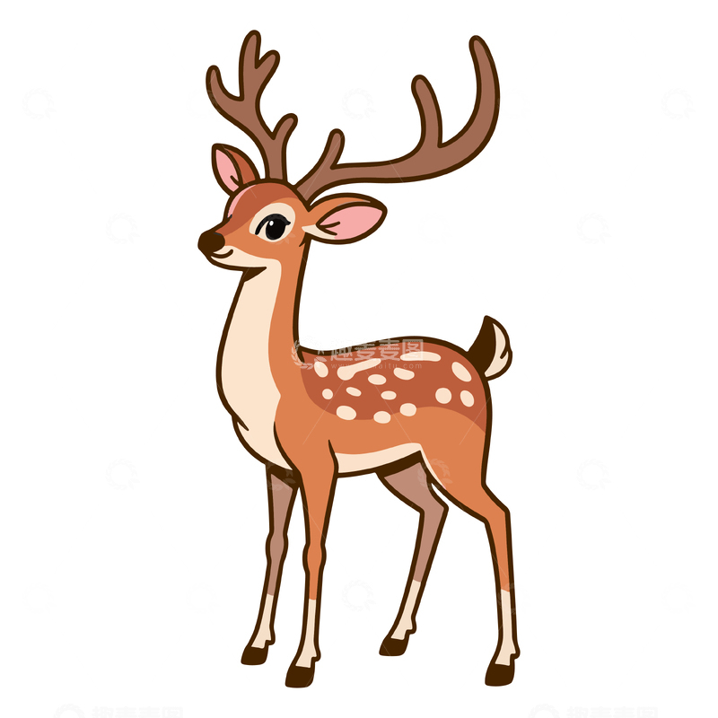 梅花鹿矢量插画