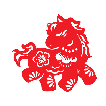 春节新年小马窗花喜庆剪纸动物剪影