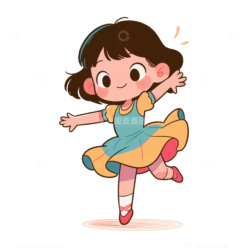 跳舞的女孩人物手绘