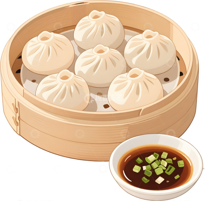 高清大图下载【趣麦麦图】包子美食插画1