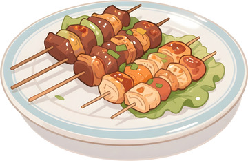 烧烤串美食插画1