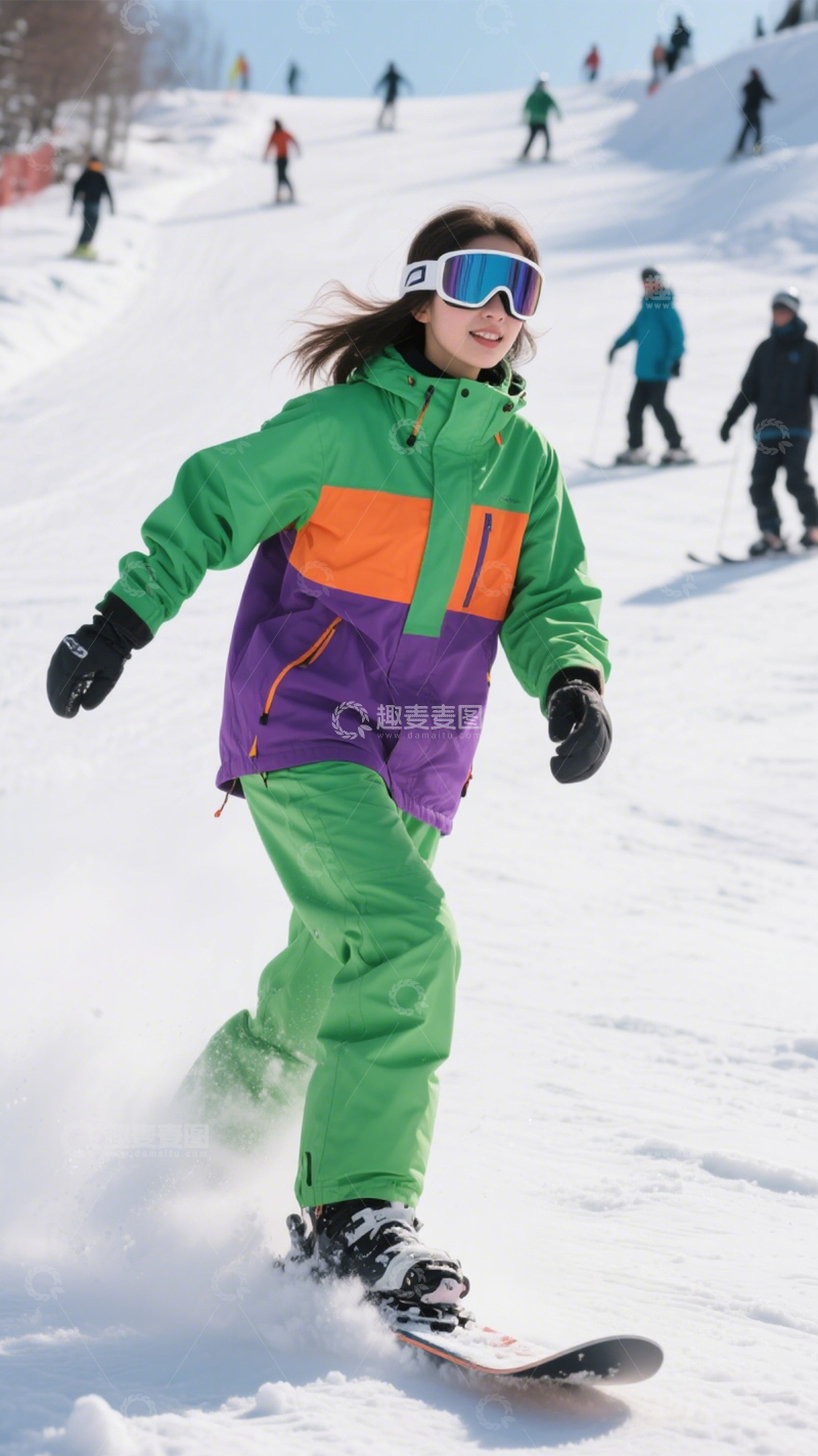 高清大图下载【趣麦麦图】雪场活力运动穿搭1