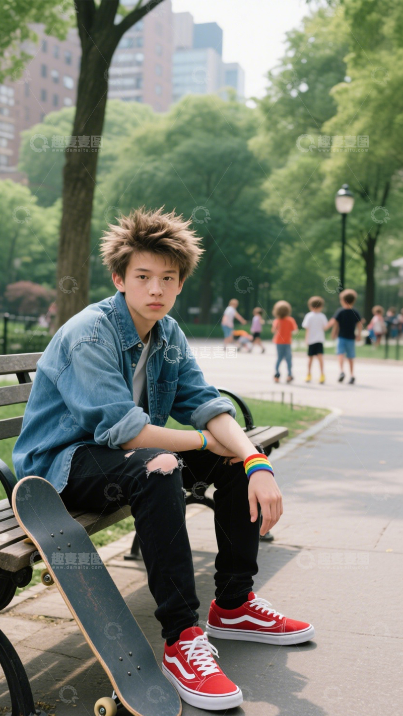 高清大图下载【趣麦麦图】牛仔衬衫潮流穿搭2