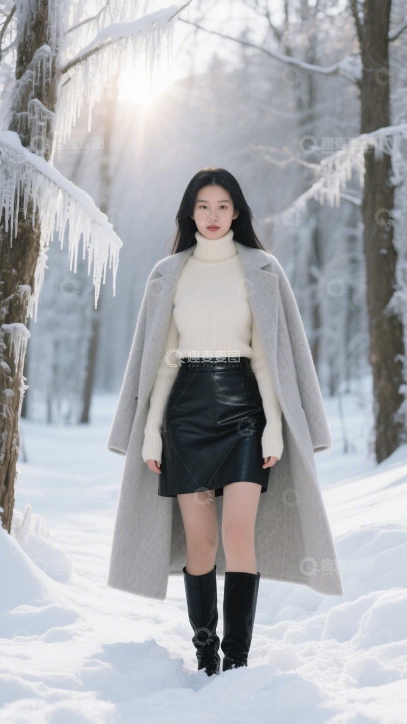 高清大图下载【趣麦麦图】毛呢大衣温暖穿搭