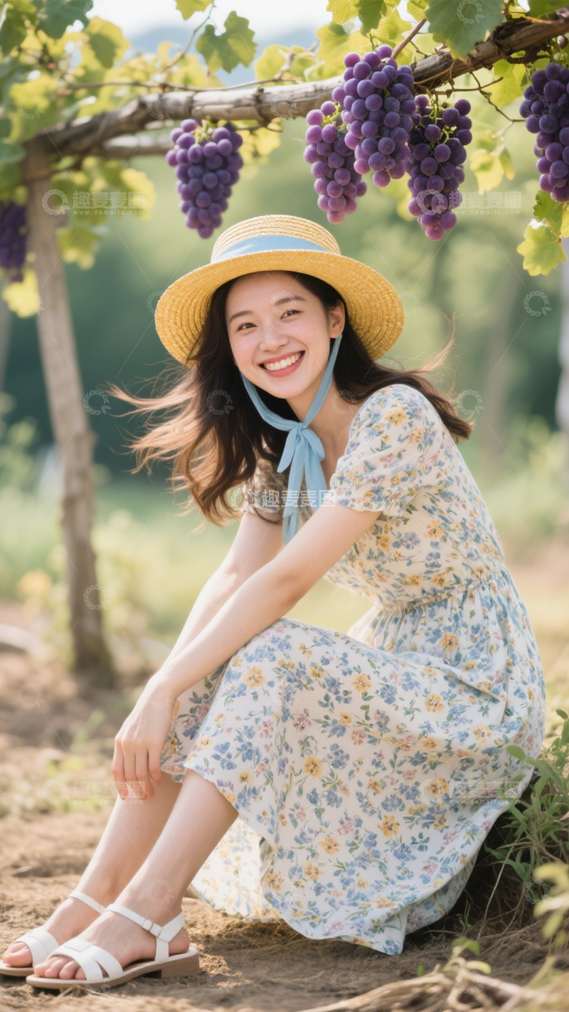 高清大图下载【趣麦麦图】草帽度假休闲穿搭