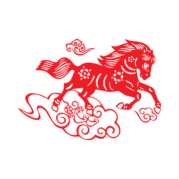 马年春节元旦剪纸窗花动物祥云云朵贴画贴花