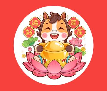 马年潮流卡通矢量插画