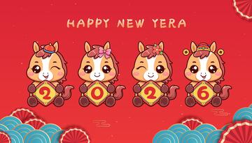 2026马年贺岁矢量插画