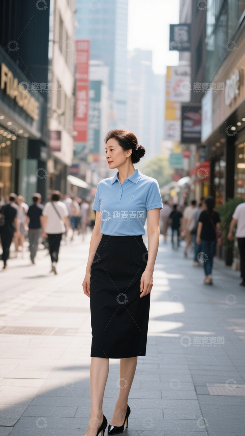 高清大图下载【趣麦麦图】浅蓝Polo衫简约穿搭3