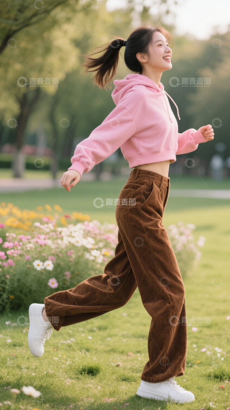 高清大图下载【趣麦麦图】灯芯绒裤复古穿搭