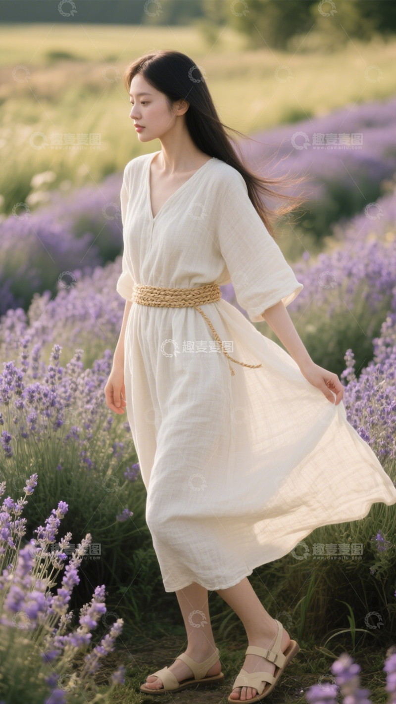 高清大图下载【趣麦麦图】亚麻裙文艺穿搭2