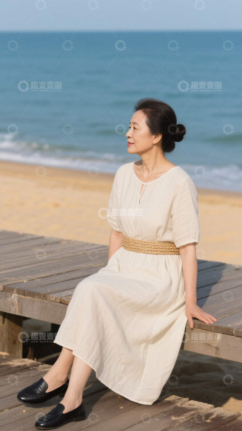 高清大图下载【趣麦麦图】亚麻裙文艺穿搭