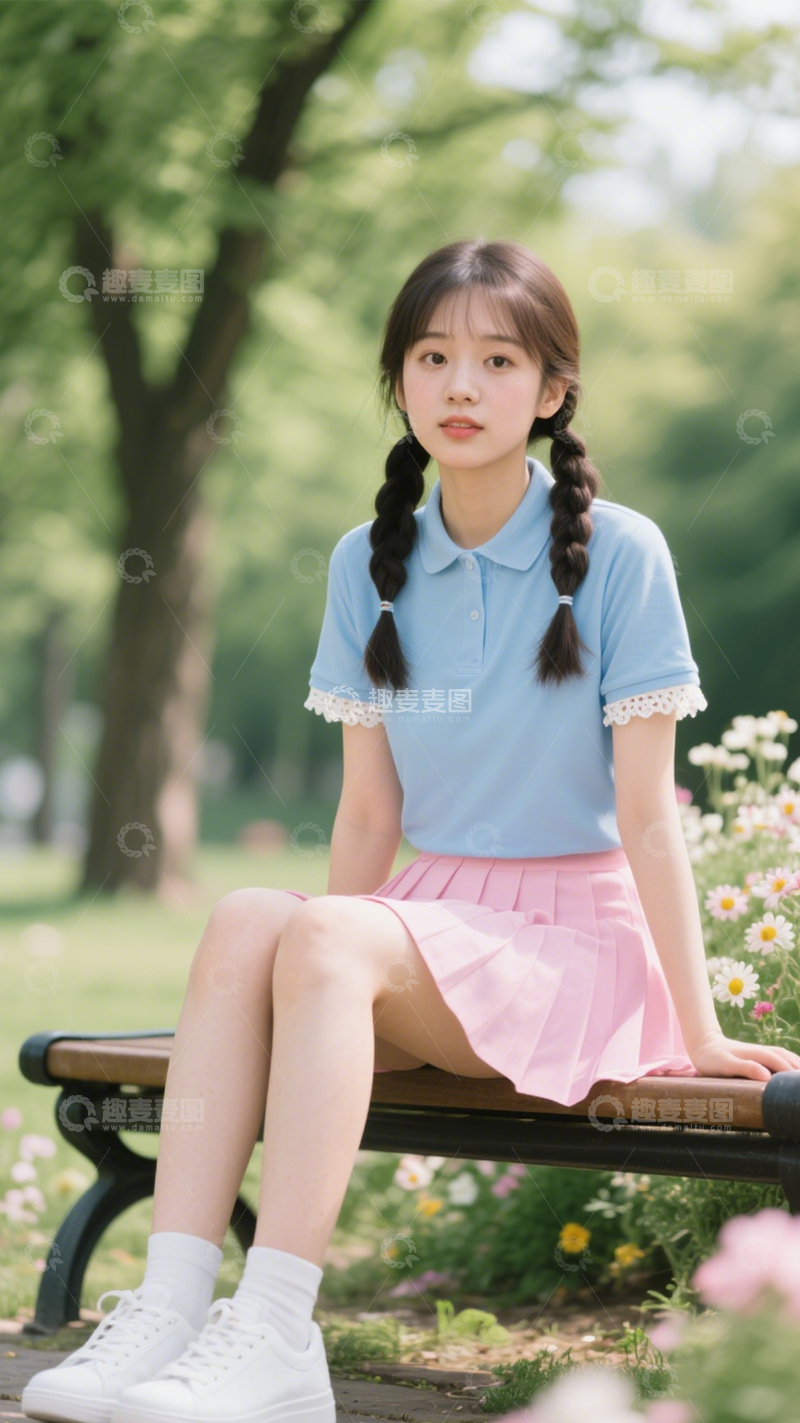 高清大图下载【趣麦麦图】浅蓝Polo衫简约穿搭2