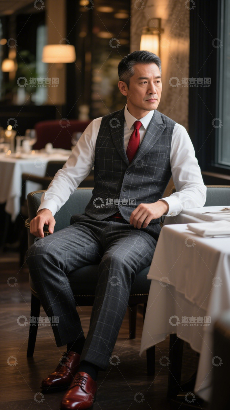高清大图下载【趣麦麦图】格纹西装商务穿搭