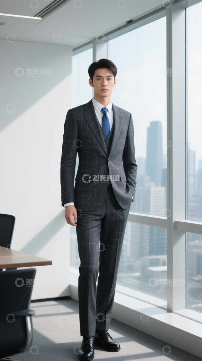 高清大图下载【趣麦麦图】格纹西装商务穿搭2
