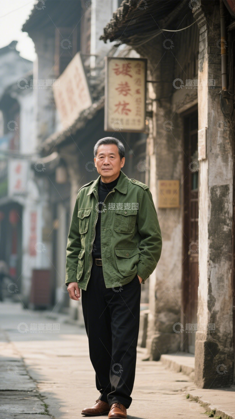 高清大图下载【趣麦麦图】军绿外套户外穿搭3