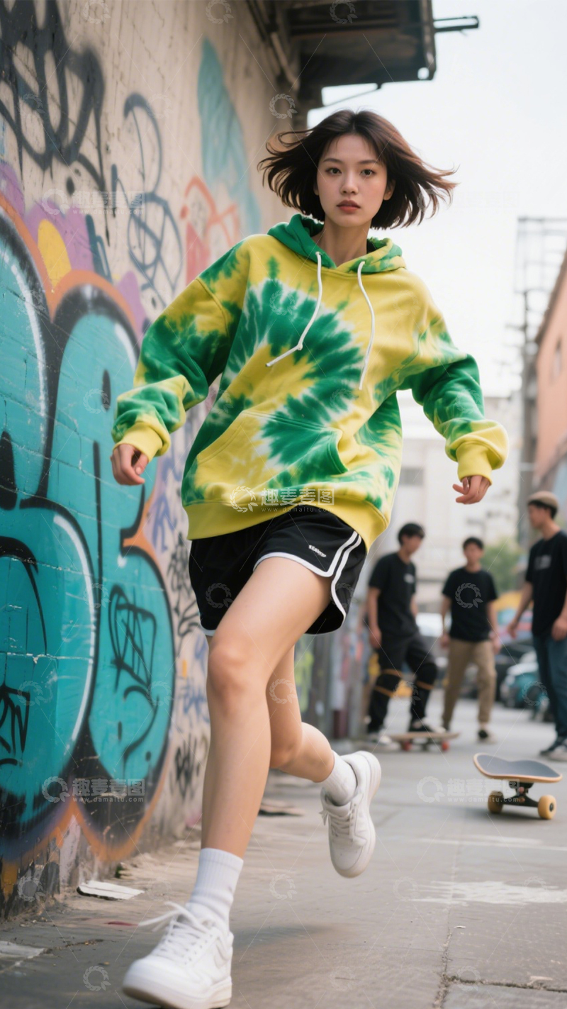 高清大图下载【趣麦麦图】扎染卫衣潮流风