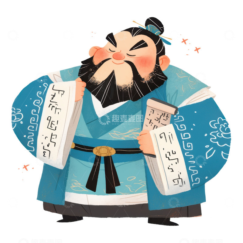 高清大图下载【趣麦麦图】卡通简约古代诗人