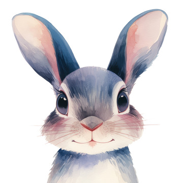 手绘可爱的灰色兔子