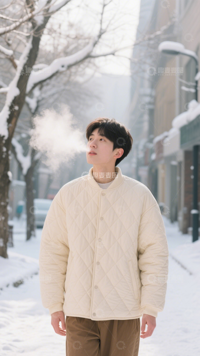 高清大图下载【趣麦麦图】菱格棉服学院风3