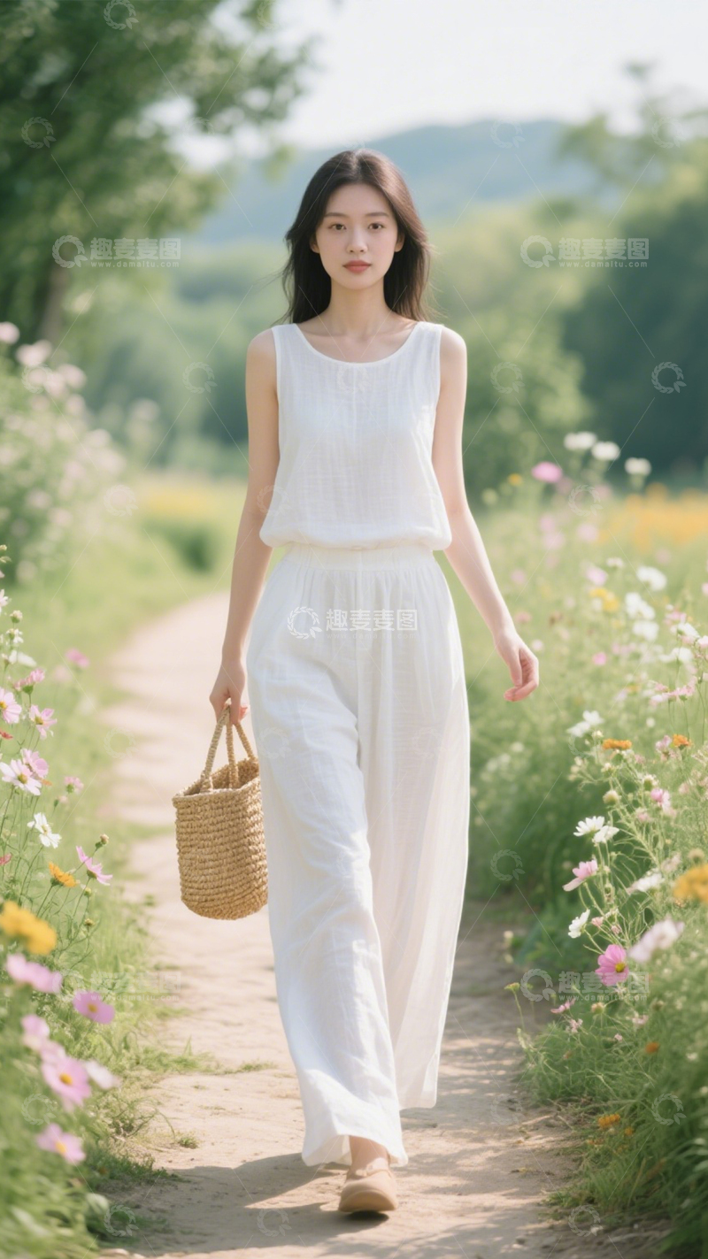 高清大图下载【趣麦麦图】白套装清新夏日3