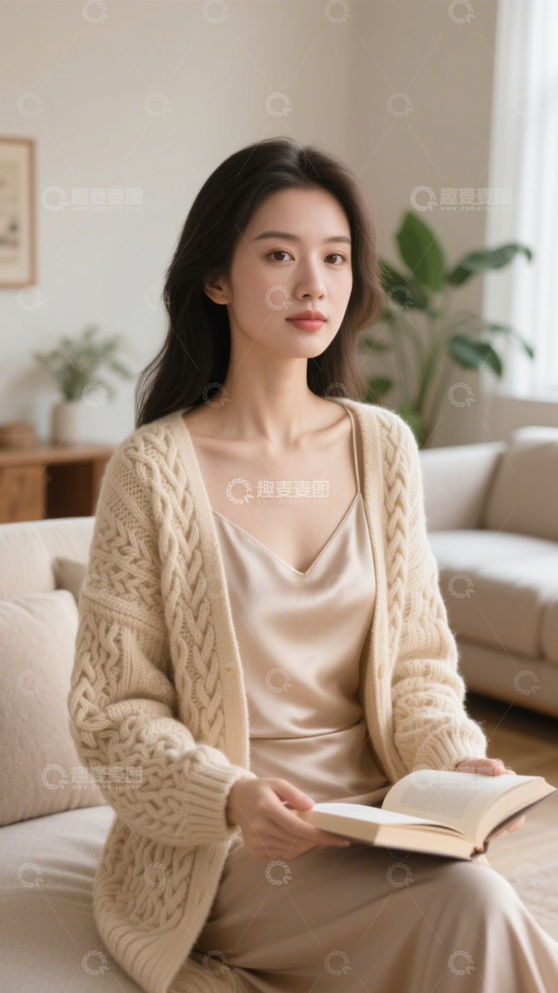 高清大图下载【趣麦麦图】针织开衫温柔风