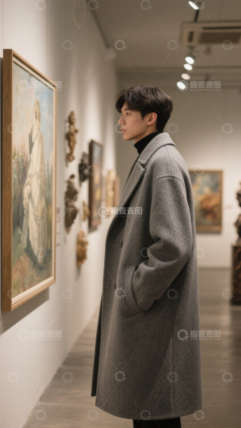 高清大图下载【趣麦麦图】灰大衣文艺风2