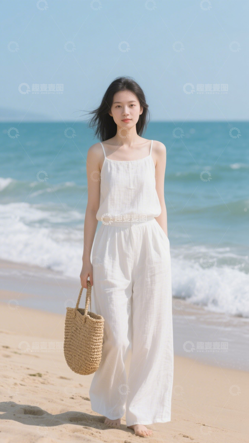 高清大图下载【趣麦麦图】白套装清新夏日