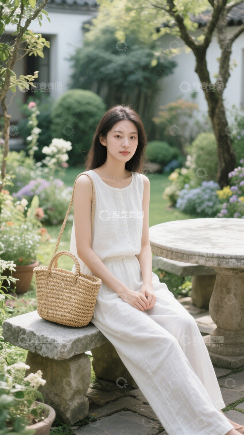 高清大图下载【趣麦麦图】白套装清新夏日1