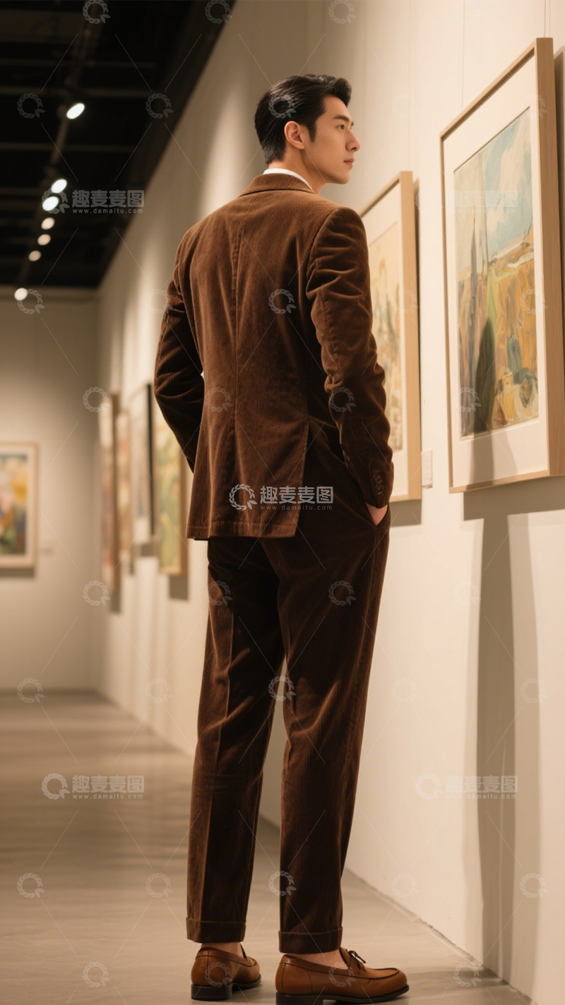 高清大图下载【趣麦麦图】灯芯绒西装复古风3