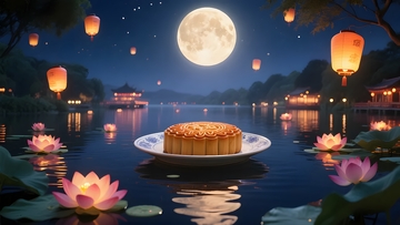 月饼映荷塘中秋月夜背景2