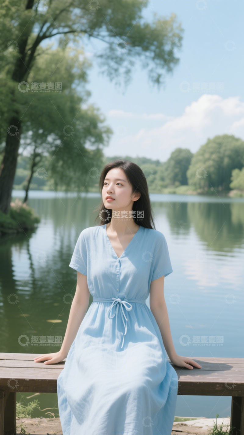 高清大图下载【趣麦麦图】浅蓝裙清新风3