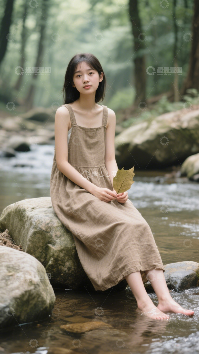 高清大图下载【趣麦麦图】背带裙森系感